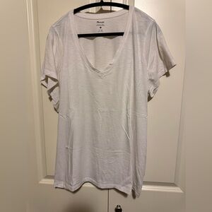 Madewell White V-Neck Short Sleeve Tee